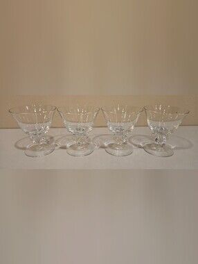 Vintage Astrid Five Lobe Stem Clear Glass Dessert Coupes - Set of 4
